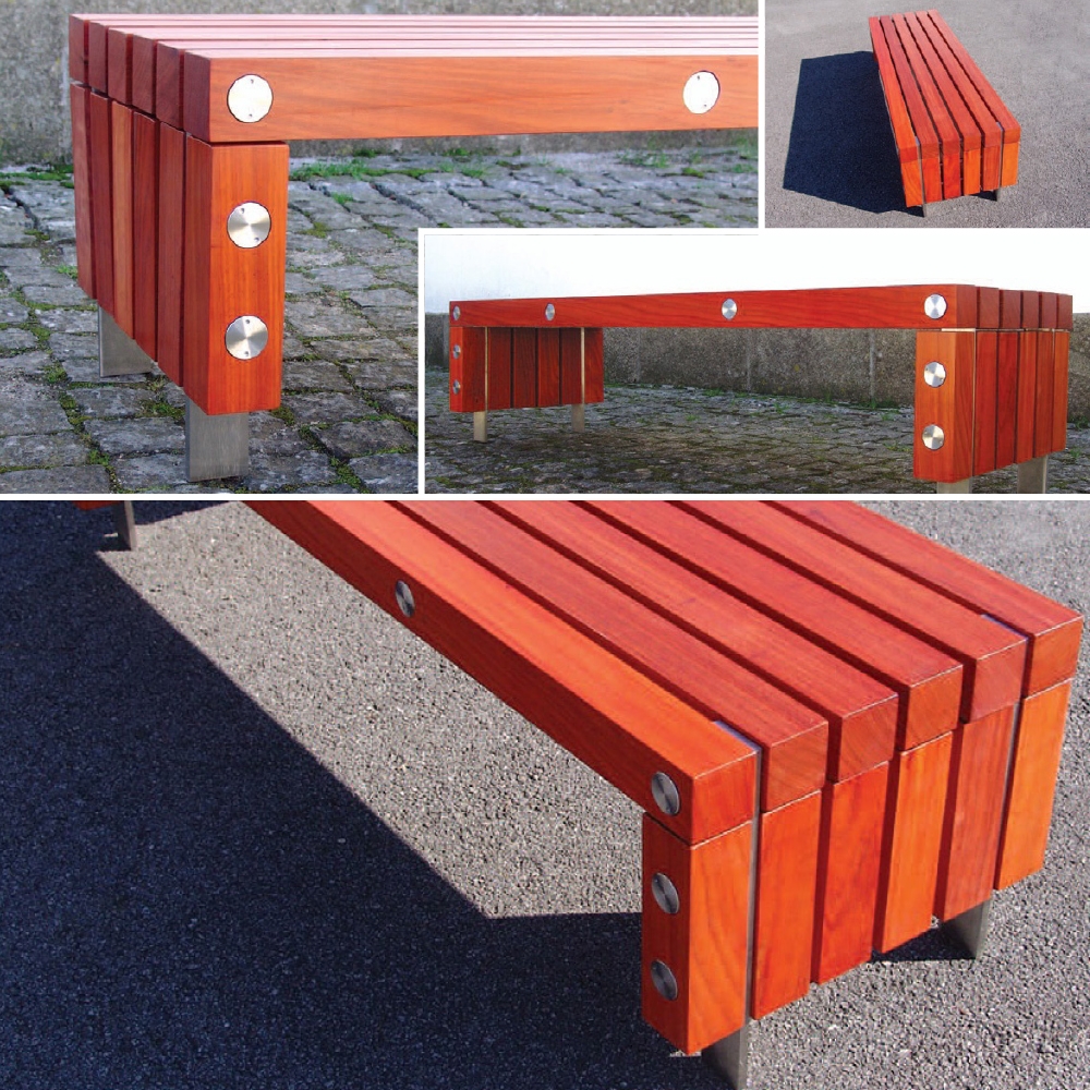 Banc avec structure en barre ronde...